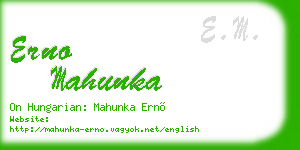 erno mahunka business card